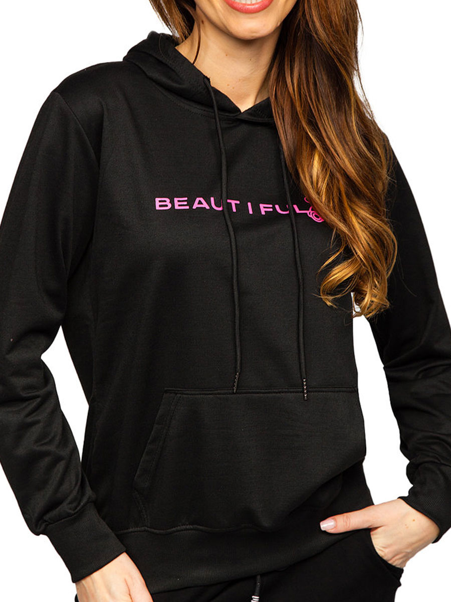 Women's Printed Hoodie Black