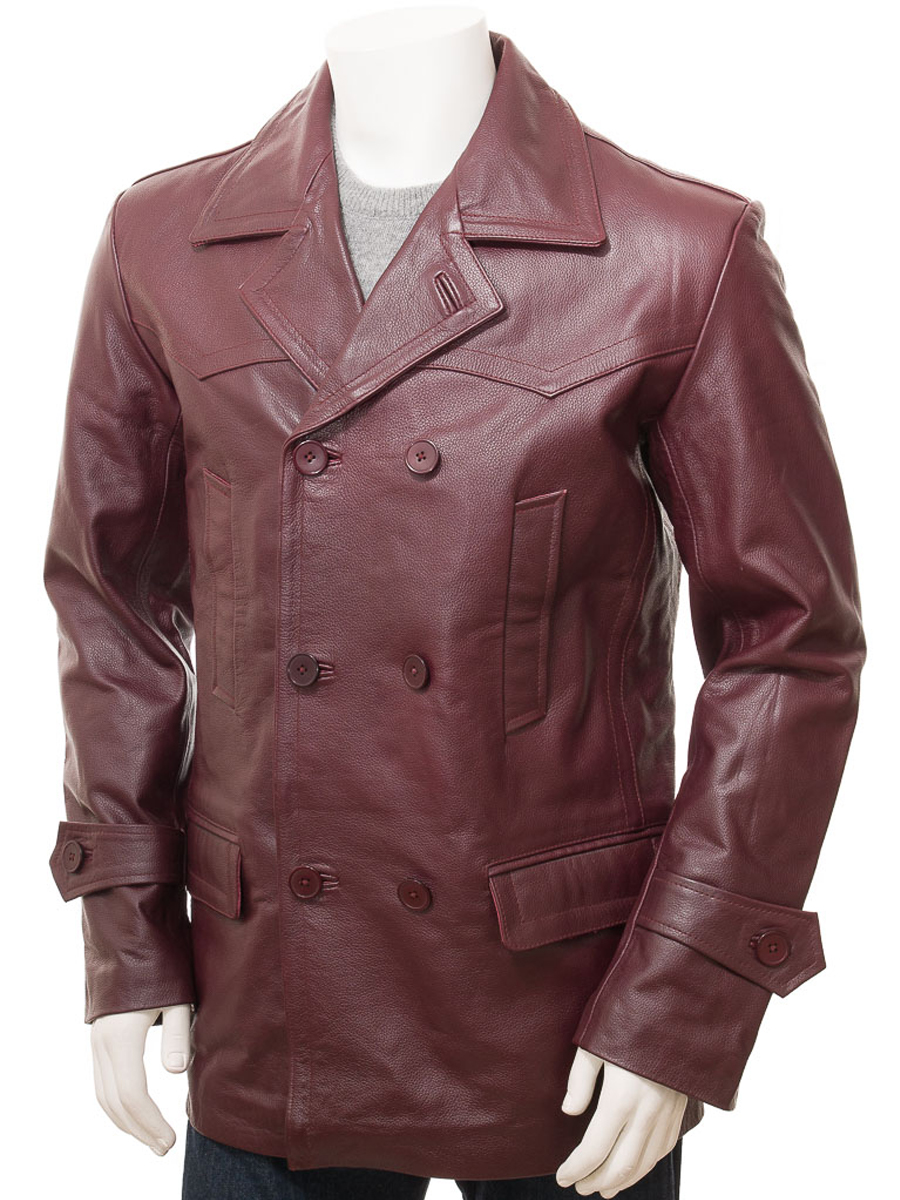 MEN'S  LEATHER PEACOAT