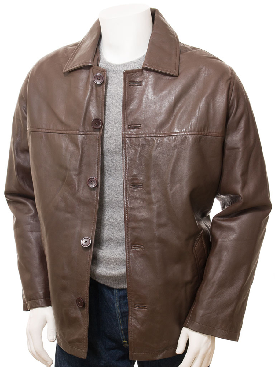 MENS LEATHER REEFER JACKET