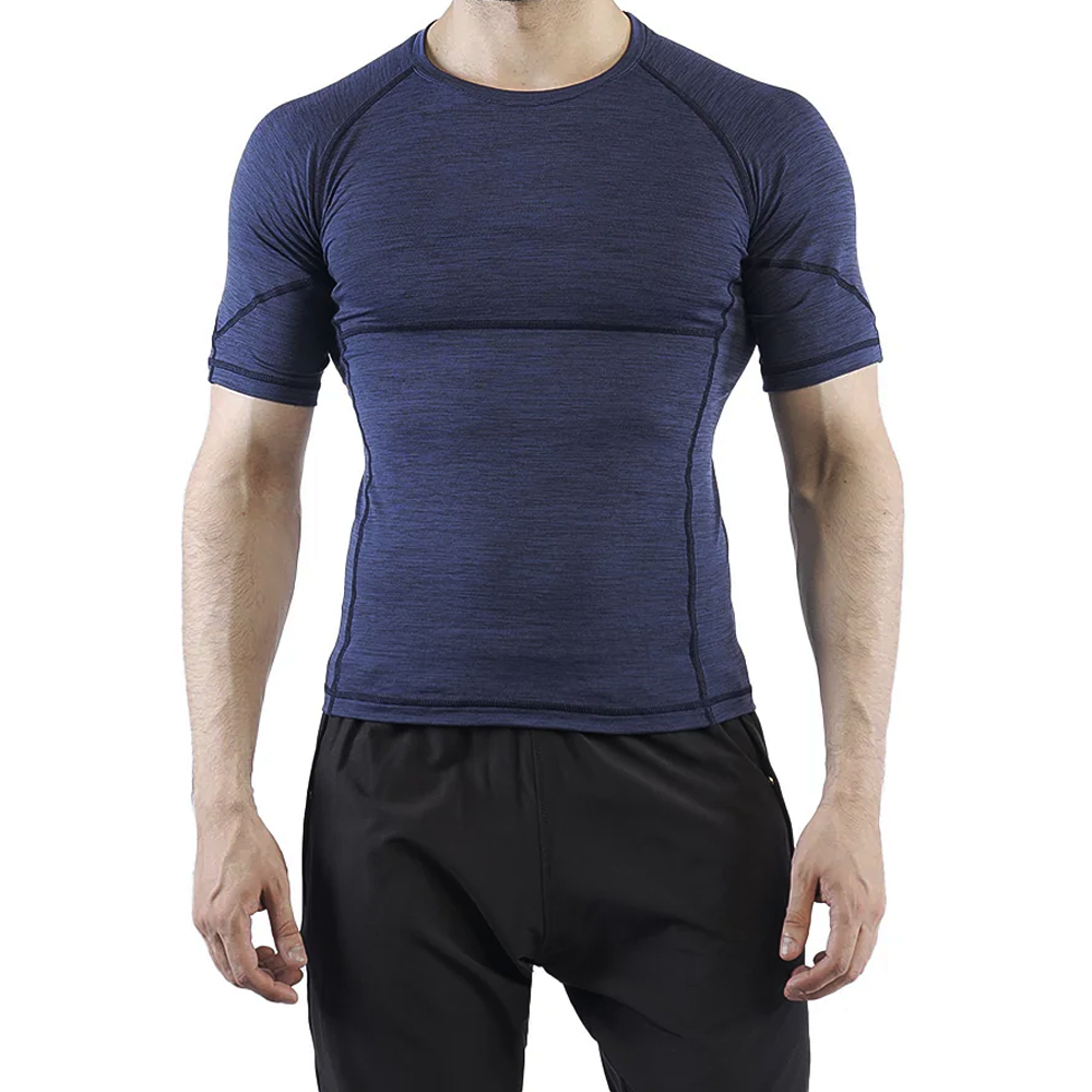 Men Blue Plain Compression Shirts