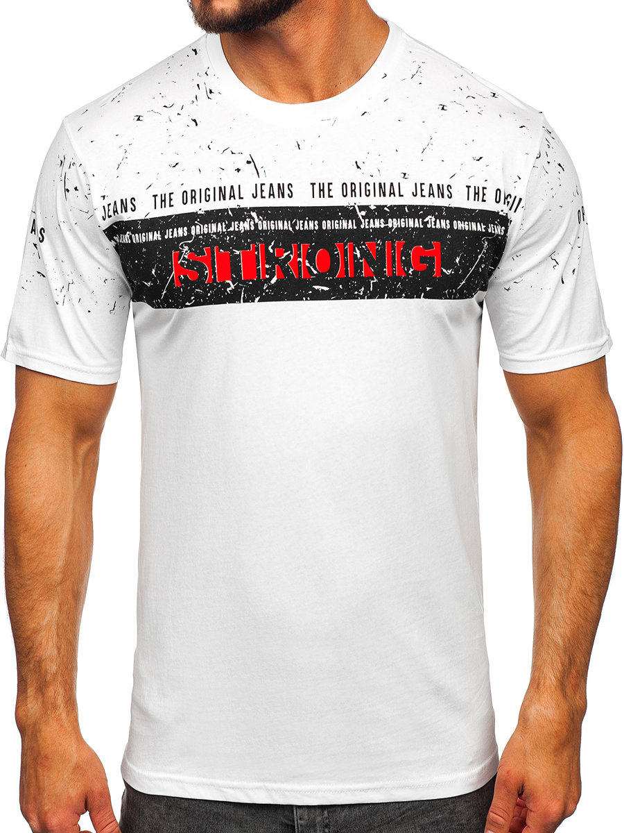 Men's White Printed T-shirt