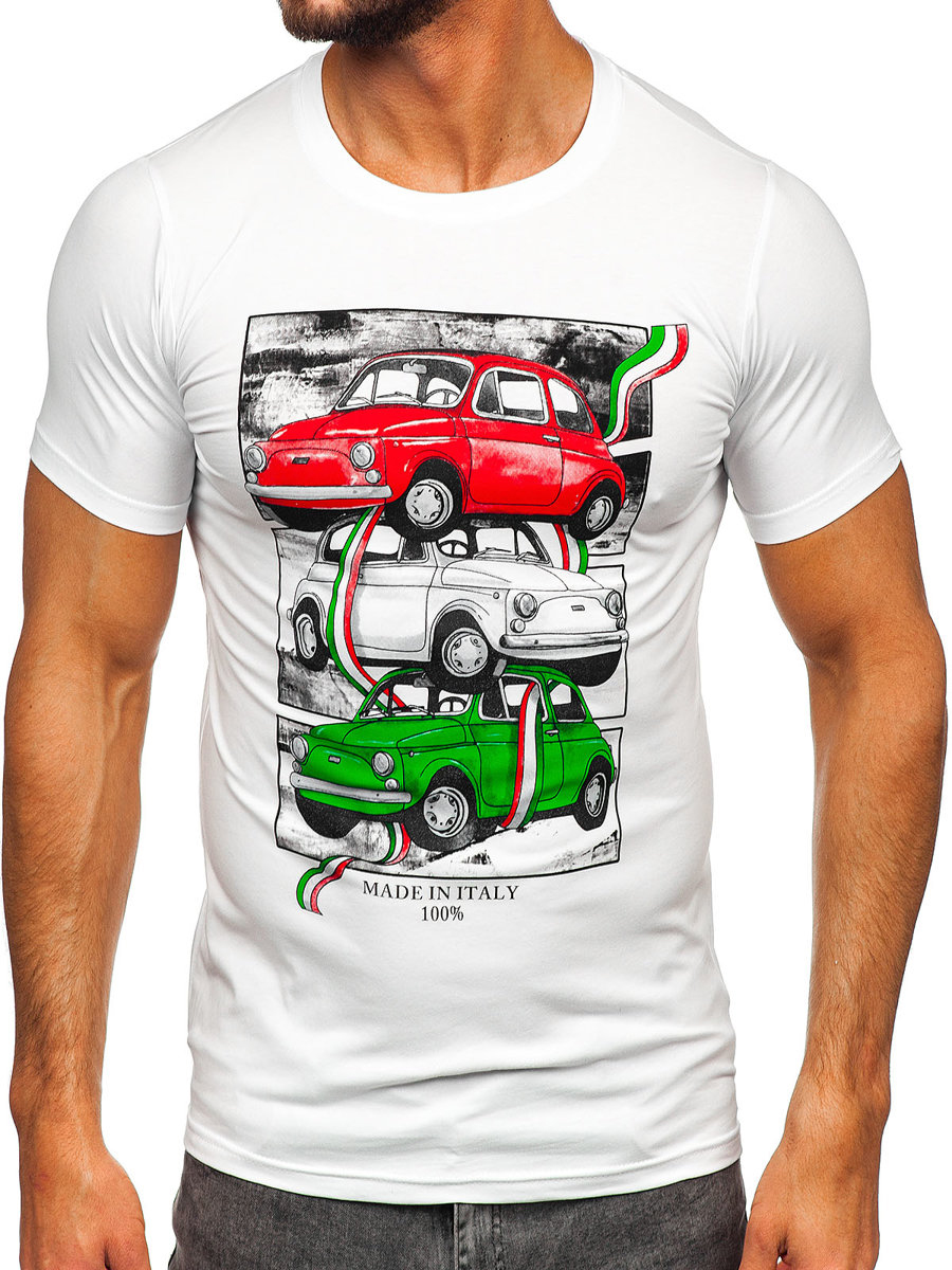 Men's White Printed T-shirt