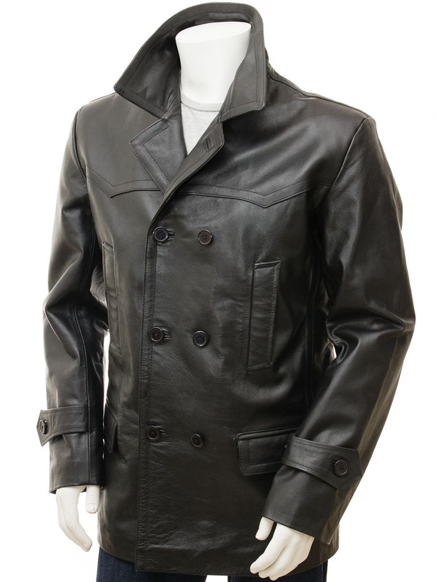 MEN'S LEATHER PEACOAT
