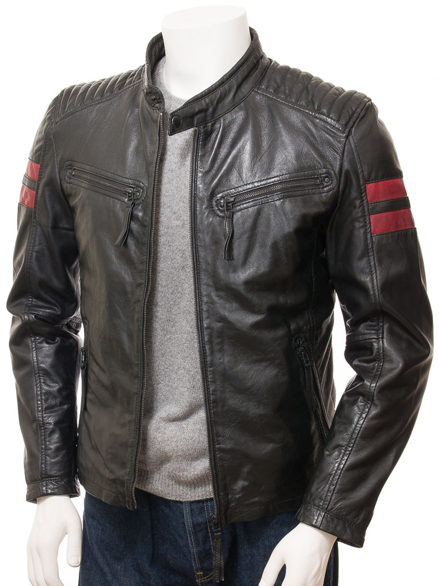 MEN'S BLACK LEATHER BIKER JACKET