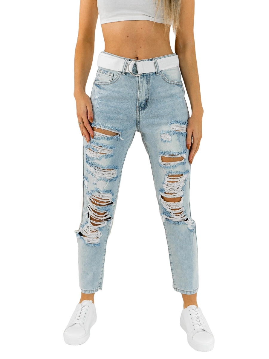 Women's Jeans with Belt Sky Blue