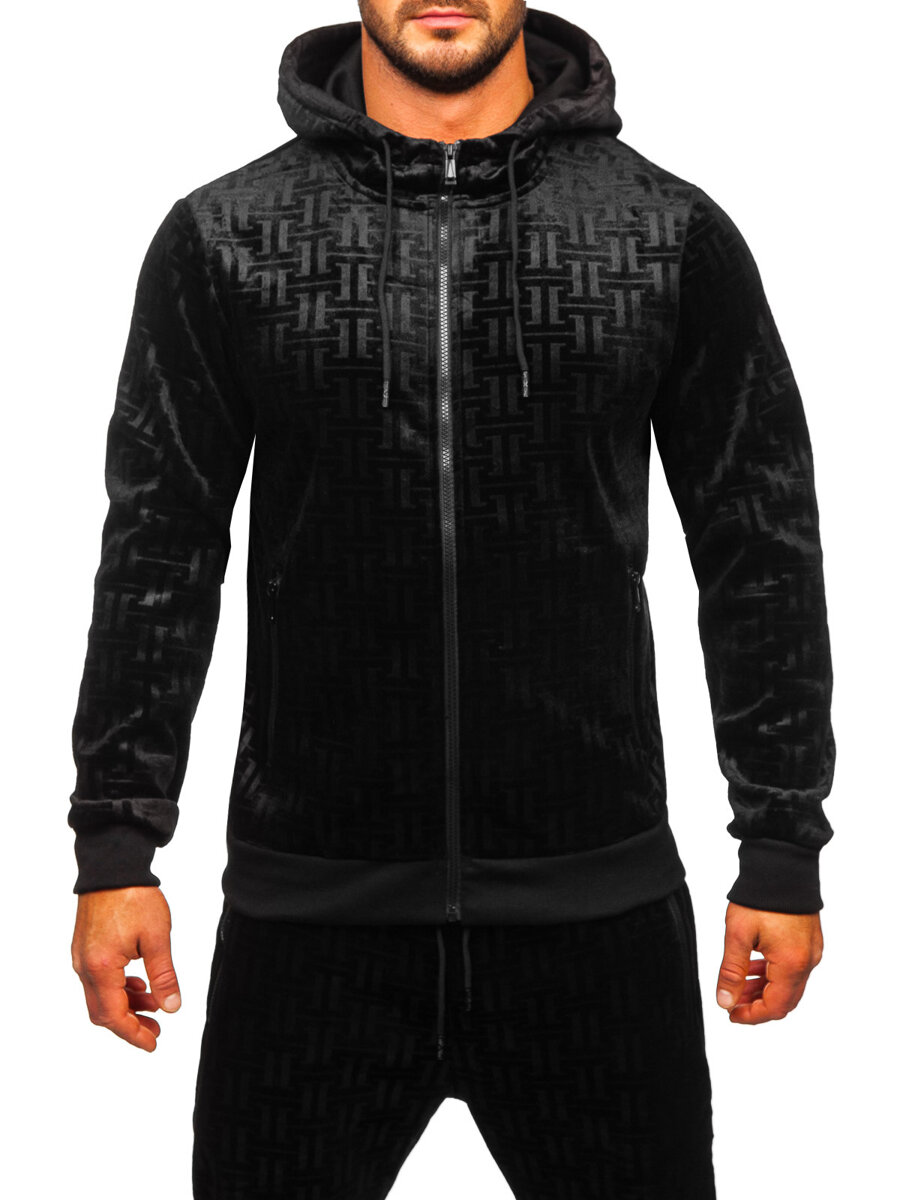 Men's Velour Tracksuit Black