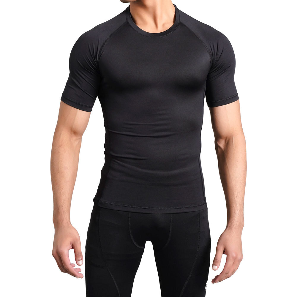 Men Black Plain Compression Shirt