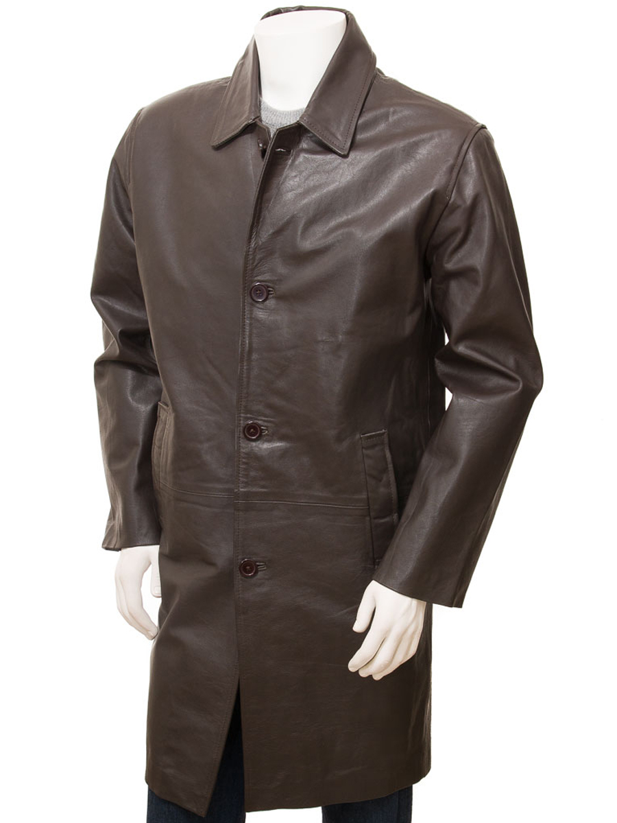 MEN'S BROWN LEATHER COAT