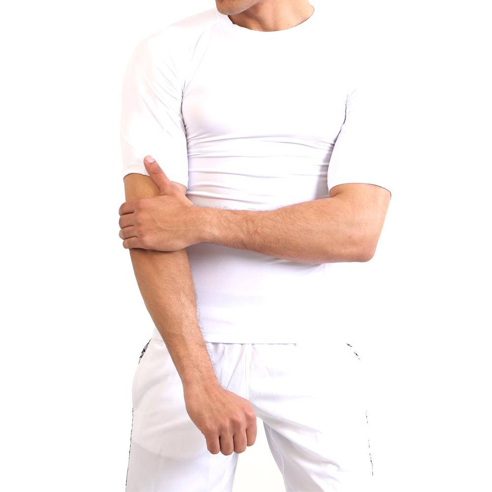 Men White Plain Compression Shirts
