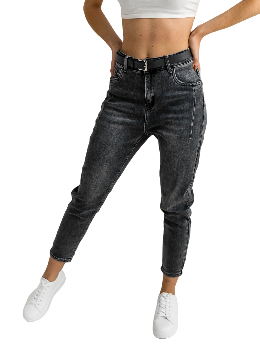 Women's Jeans with Belt Black