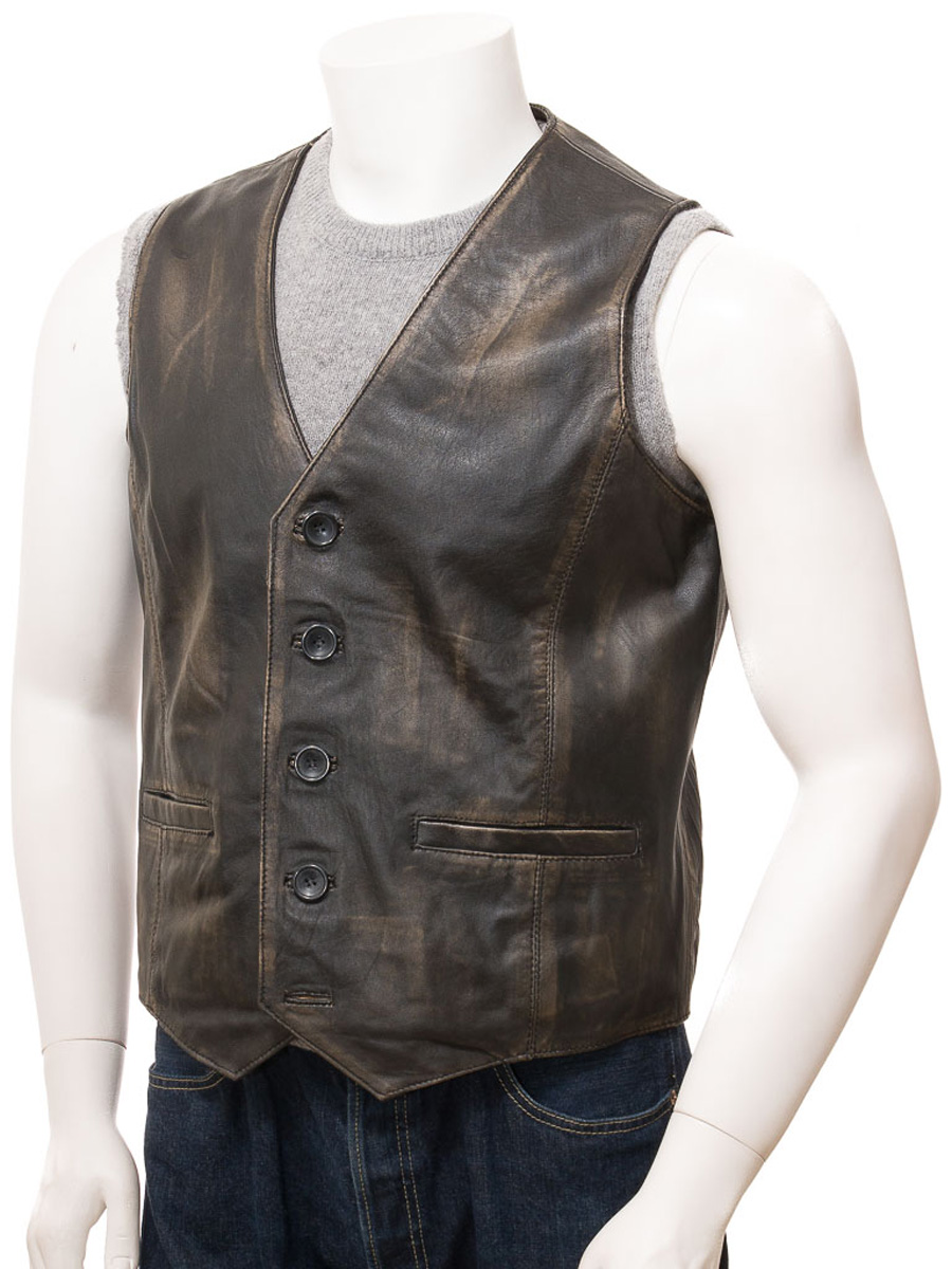 MEN'S VINTAGE LEATHER WAISTCOAT