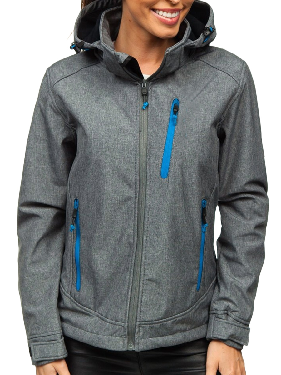 Women's Lightweight Softshell Jacket Grey-Blue