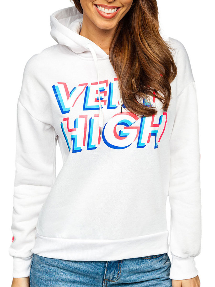 Women's Printed Hoodie White