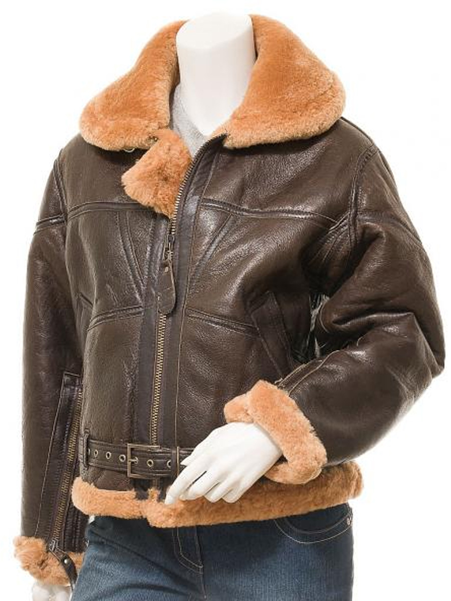 WOMEN'S BROWN AND GINGER SHEEPSKIN JACKET