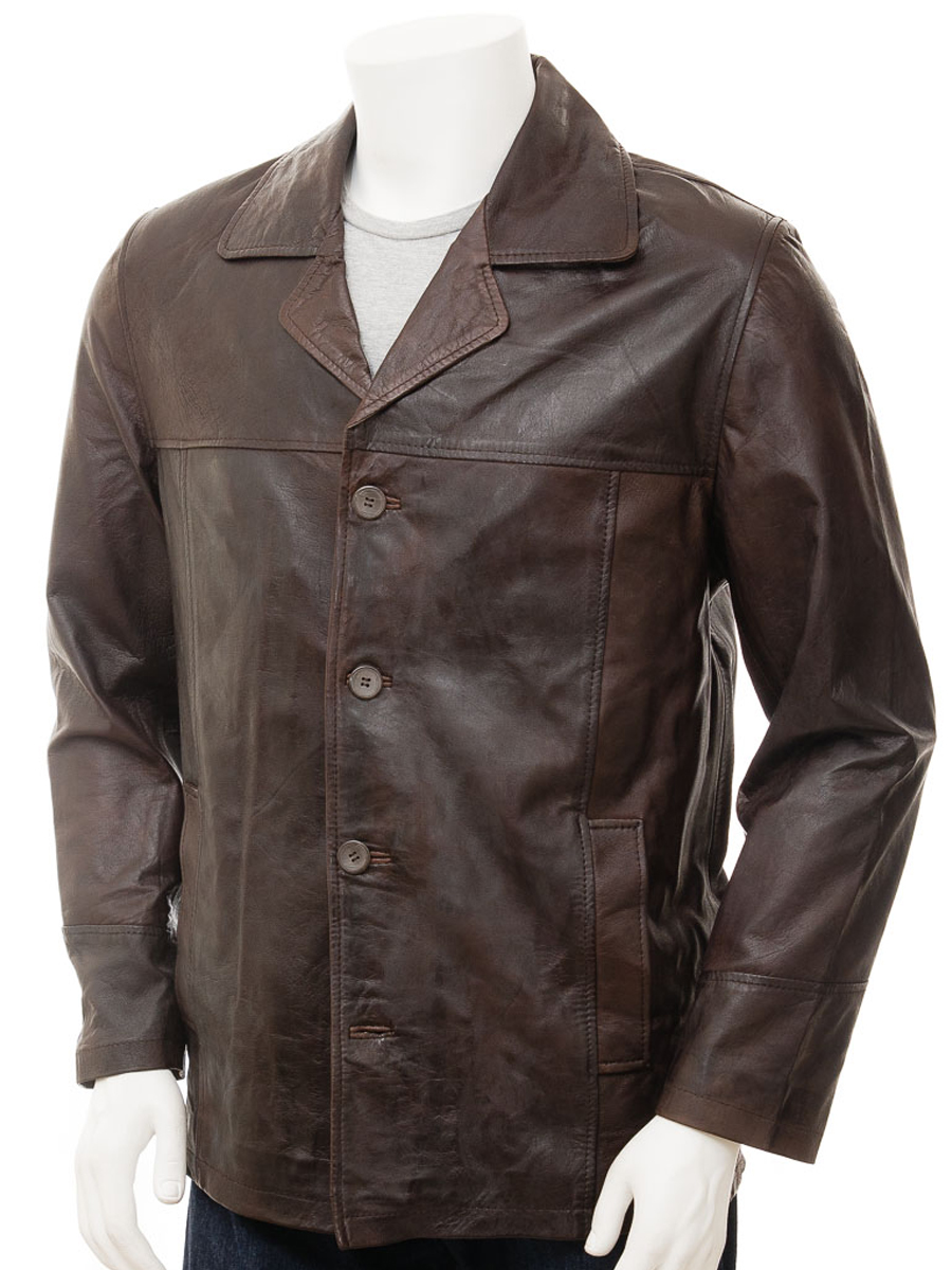 MEN'S LEATHER REEFER JACKET