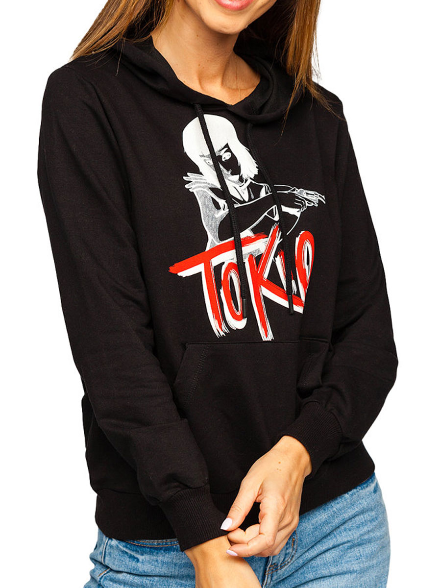 Women's Printed Hoodie Black